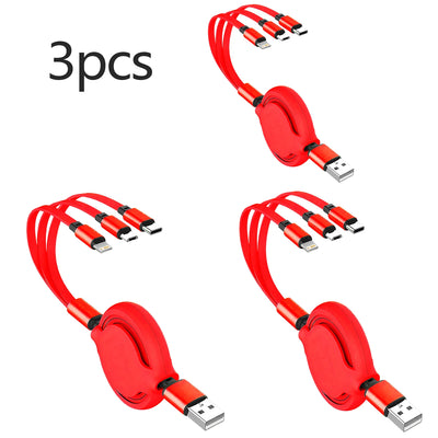 3 In 1 100W Retractable USB Cable - Fast Charging