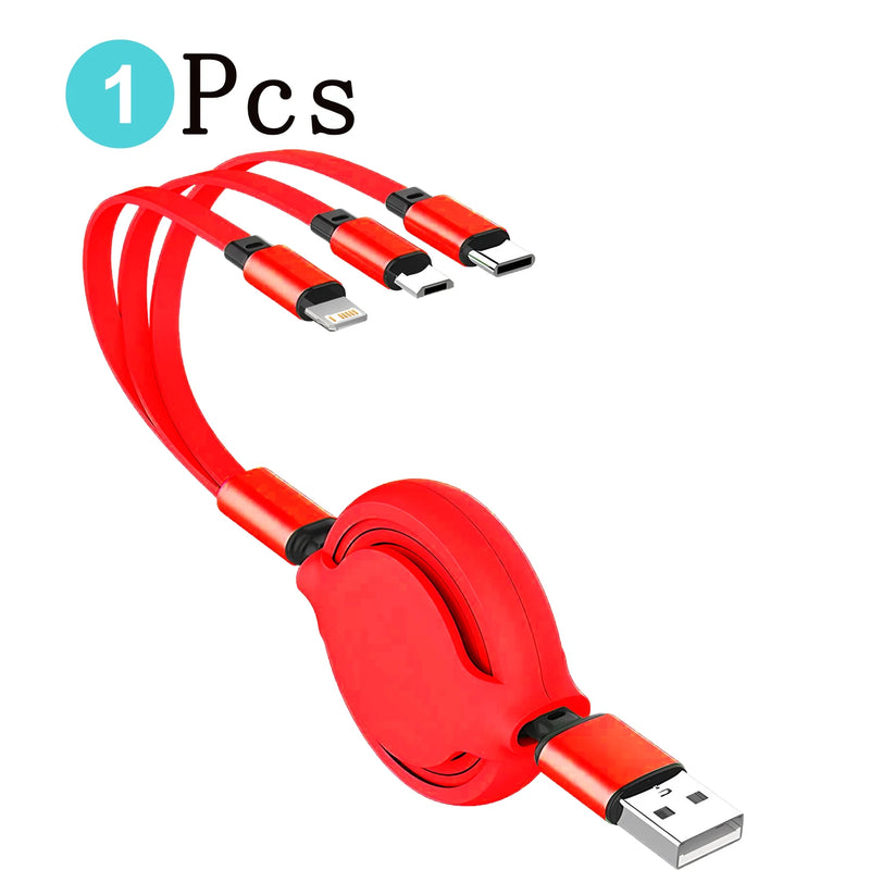 1/2/3pcs Set 3 In 1 100W Retractable USB Cable Fast Charging Data Cord For Iphone Huawei Multi Port Multiple Charging Wire - AliExpress 202192403 - Image 3