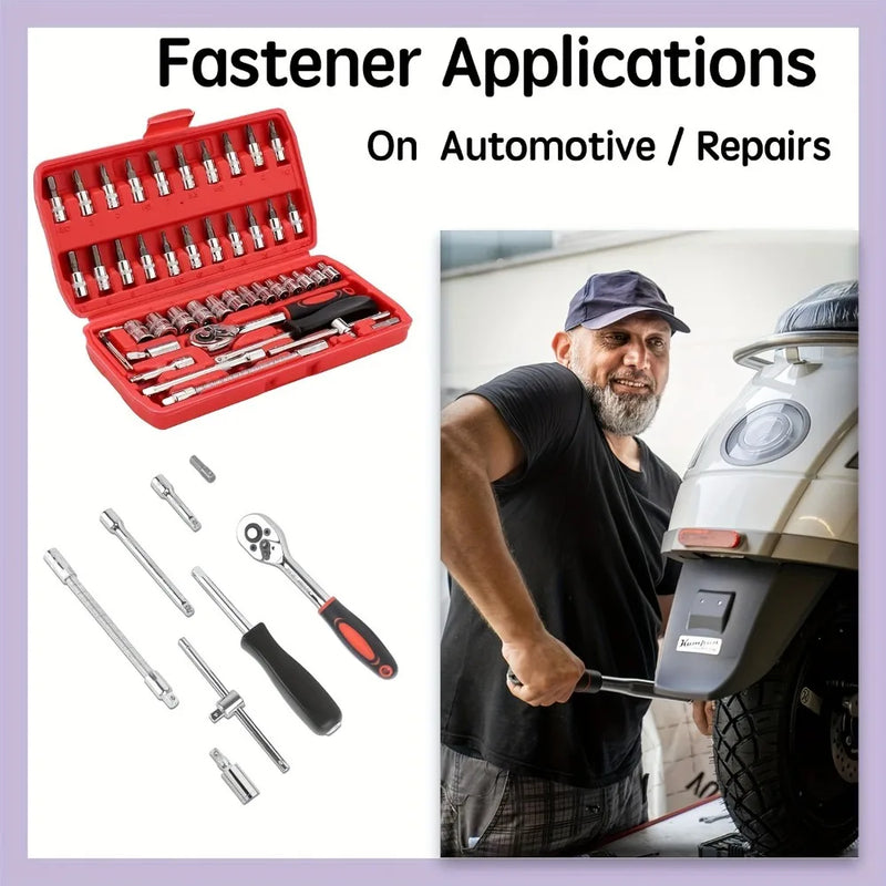 46Pc Auto Maintenance Vehicle-mounted Socket Repair Set Family Tools Factory Sale Auto Repair Combination Ratchet Wrench Toolbox - AliExpress 1420 - Image 4