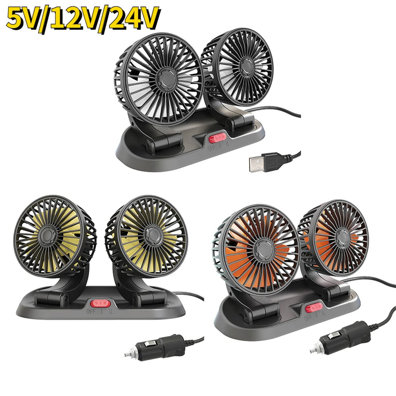 5/12/24V Car Fan Cooling Car Fan Dual Head Usb Car Fan 2 Speeds Adjustable for Auto Cooler Air Fan Car Accessories Fan - AliExpress 34 - Image 3