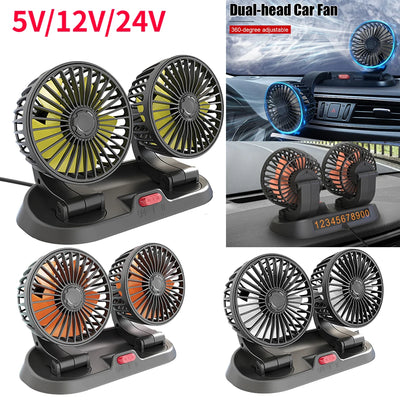 Adjustable Dual Head Car Fan for Auto Cooling