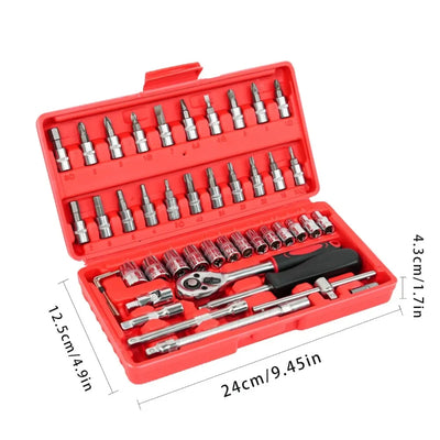 46Pc Auto Maintenance Socket Repair Set displayed in toolbox